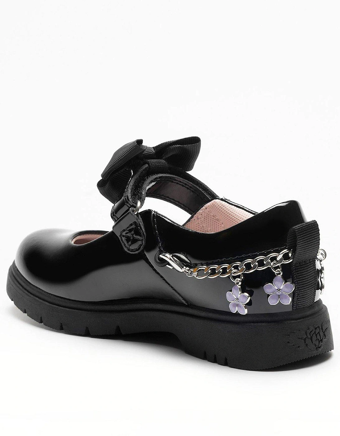 Anastasia Bracelet Chunky Sole Mary Jane School Shoe - Black