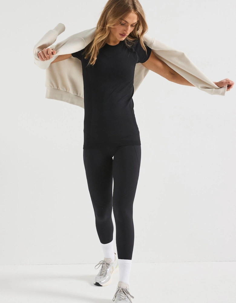 Womens Training Athlete Seamless Workout T-Shirt - Black