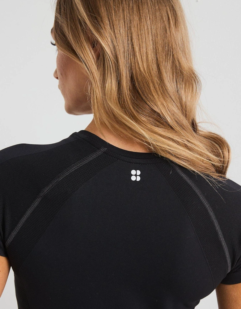Womens Training Athlete Seamless Workout T-Shirt - Black