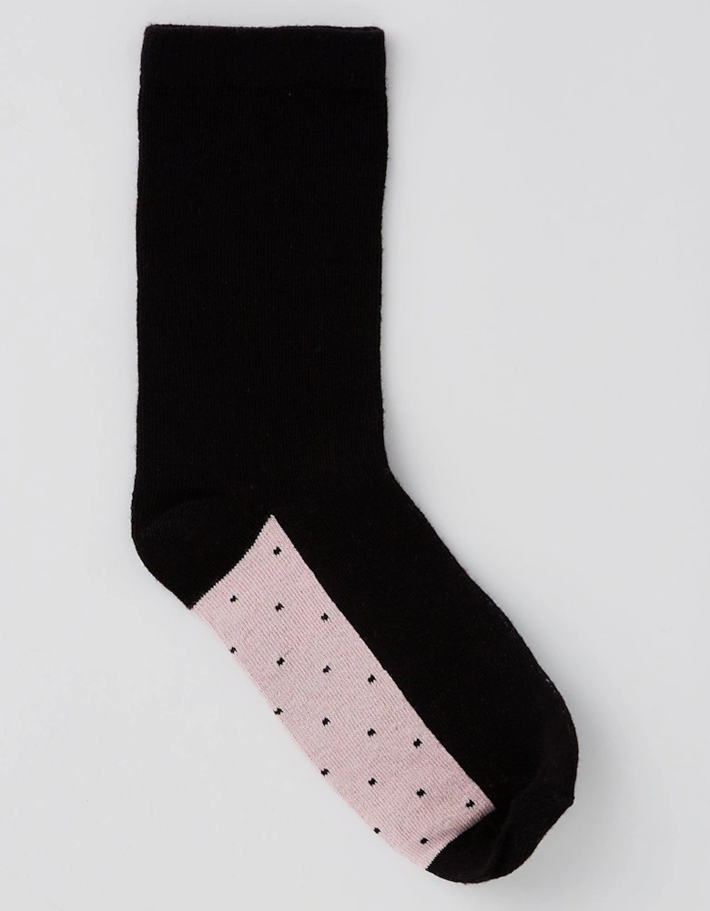 5Pk Printed Ankle Socks - black