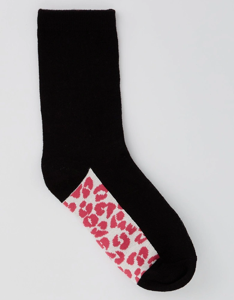 5Pk Printed Ankle Socks - black