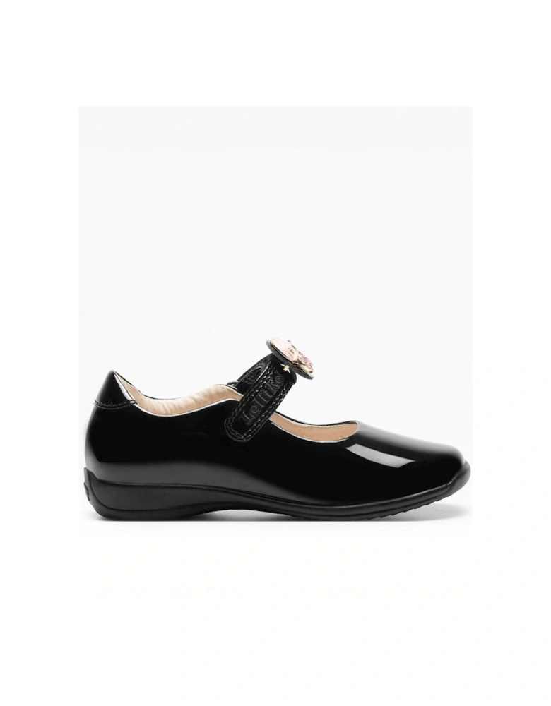 Carrie Removeable Bow Mary Jane School Shoe - Black