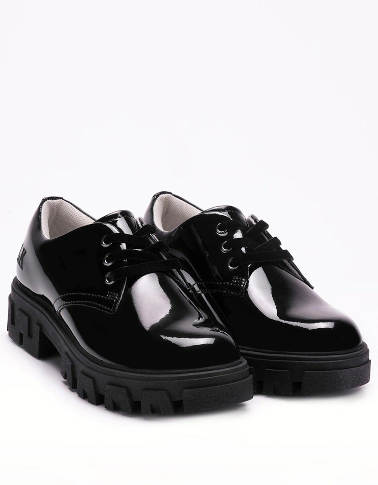 Miss Lk Maria Lace Up Patent School Shoe - Black