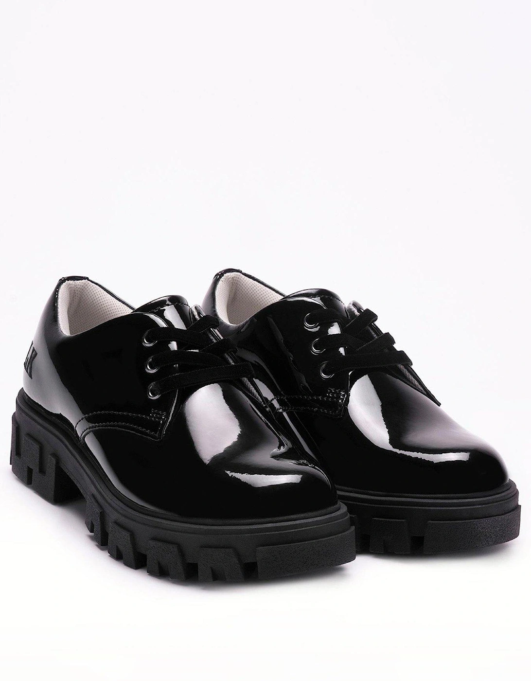 Miss Lk Maria Lace Up Patent School Shoe - Black