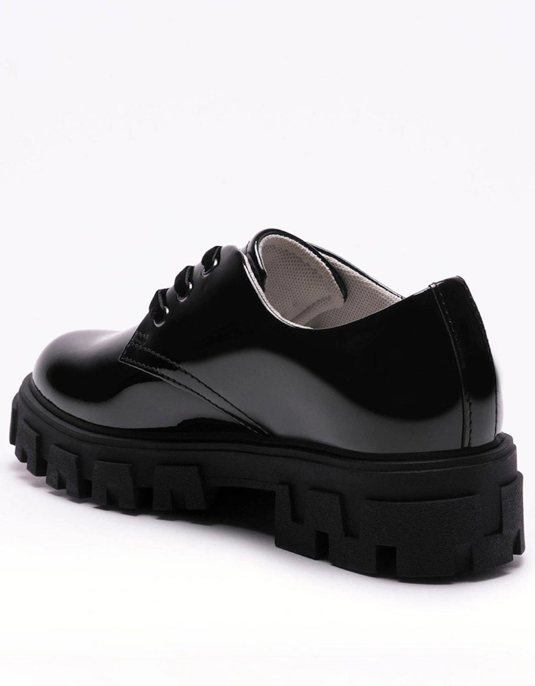 Miss Lk Maria Lace Up Patent School Shoe - Black