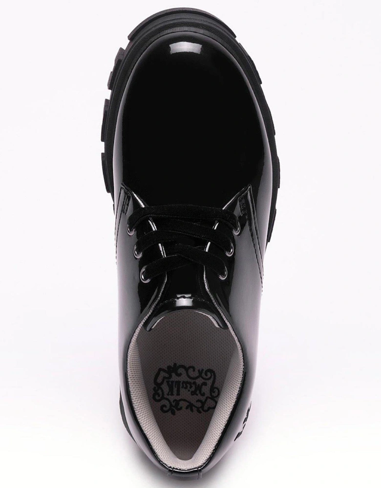 Miss Lk Maria Lace Up Patent School Shoe - Black
