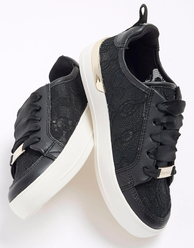 Girls Lace Lace Up Trainers - Black