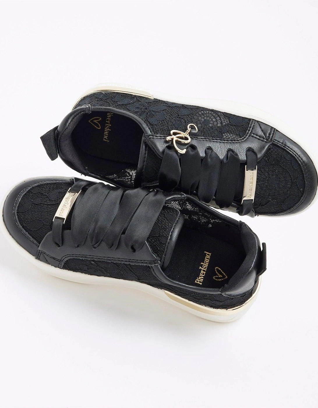 Girls Lace Lace Up Trainers - Black