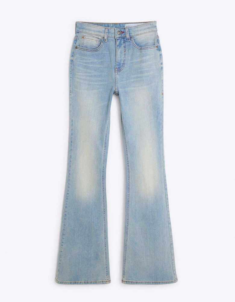 High Rise Tummy Hold Flare Jean - Light Denim