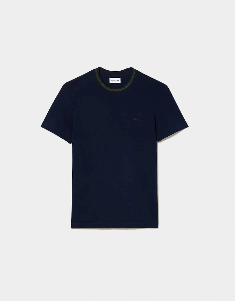 Stripe Collar Stretch Piqué T-Shirt