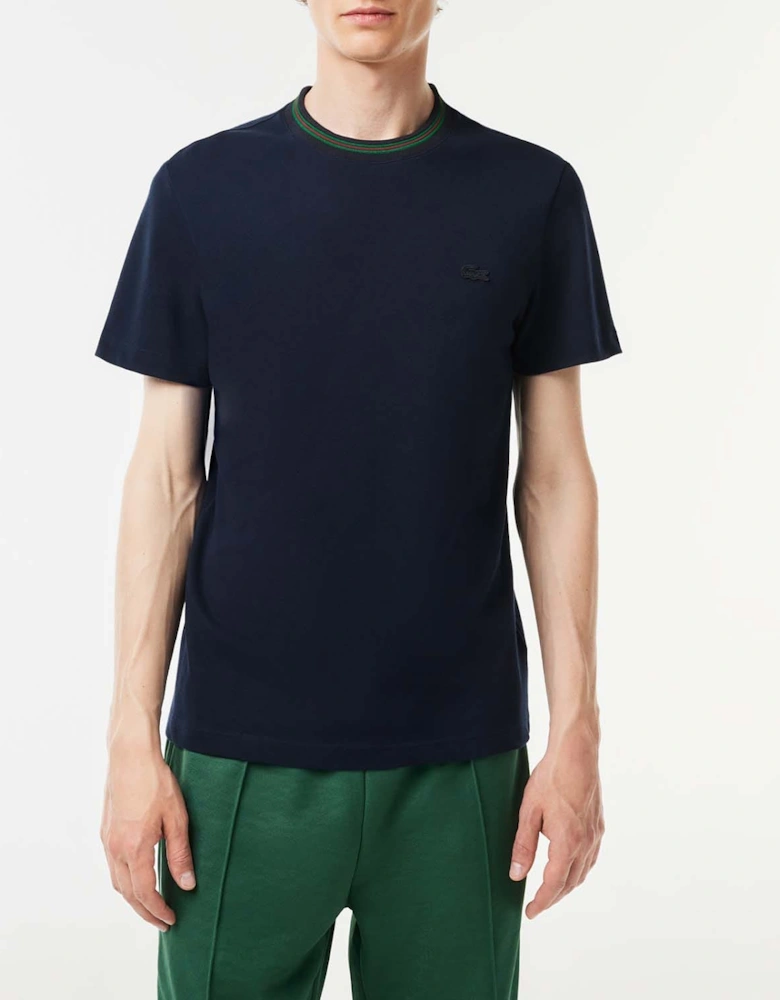 Stripe Collar Stretch Piqué T-Shirt