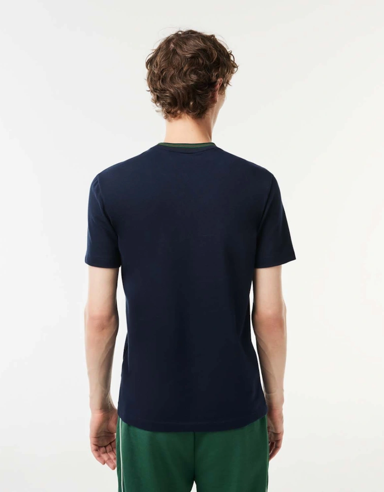 Stripe Collar Stretch Piqué T-Shirt