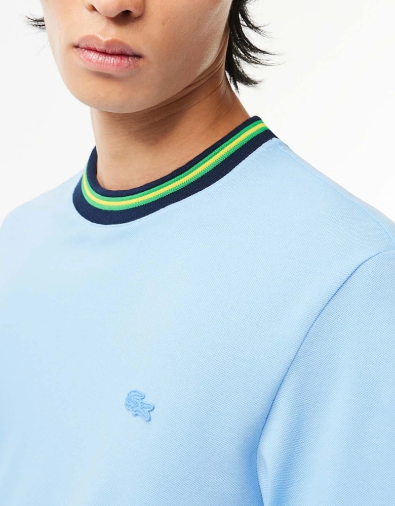 Stripe Collar Stretch Piqué T-Shirt