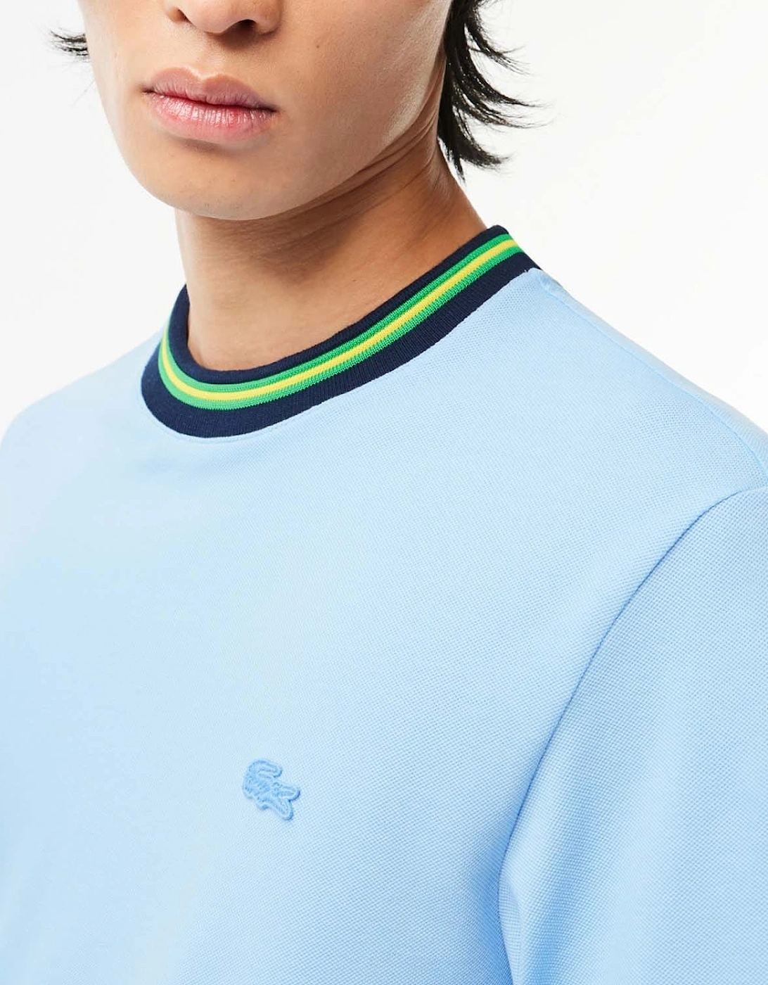 Stripe Collar Stretch Piqué T-Shirt