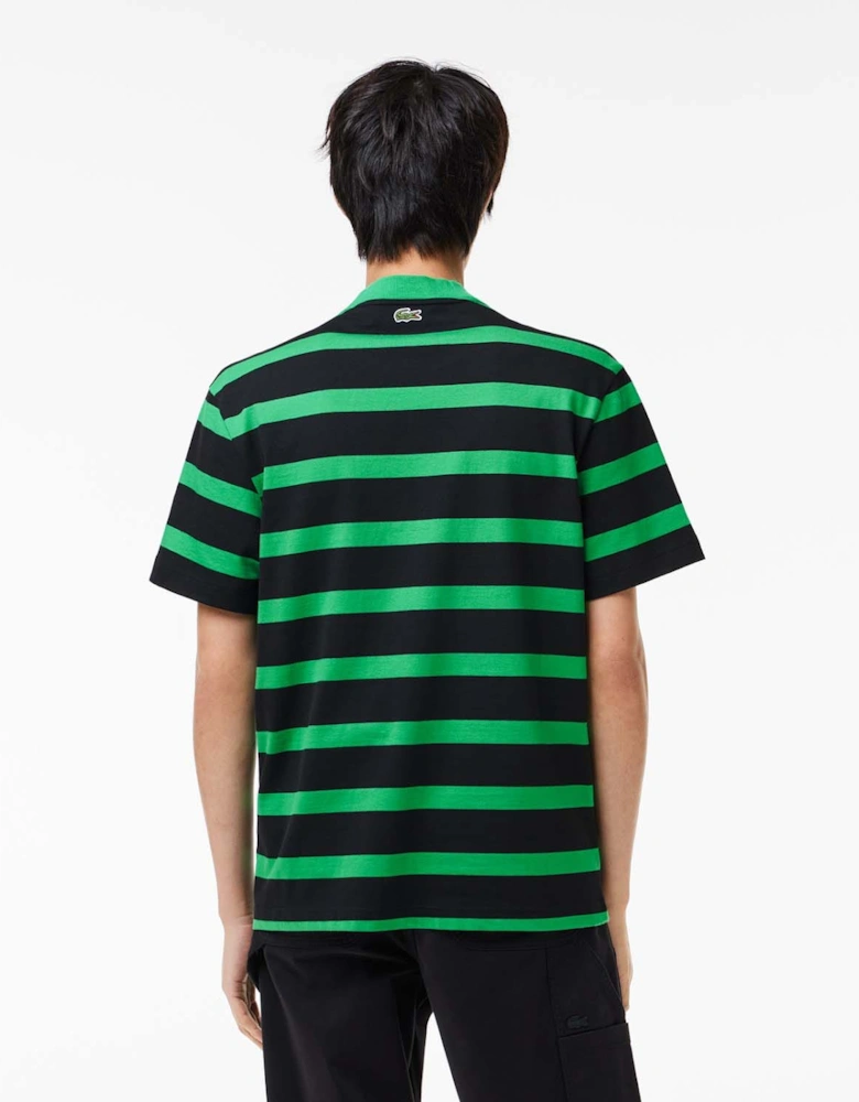 Striped 3D Print Cotton T-Shirt