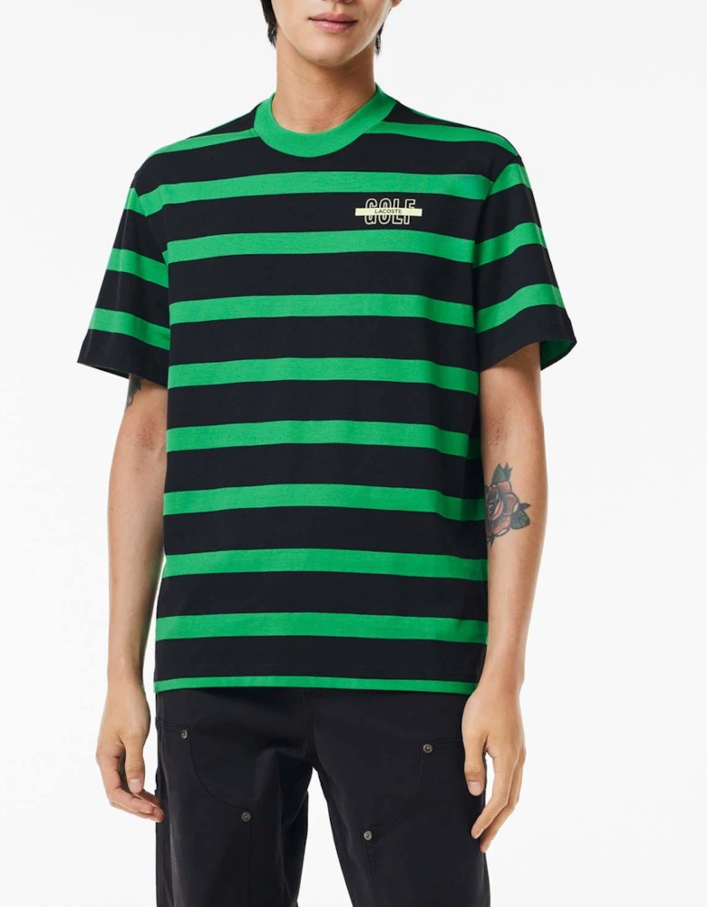 Striped 3D Print Cotton T-Shirt