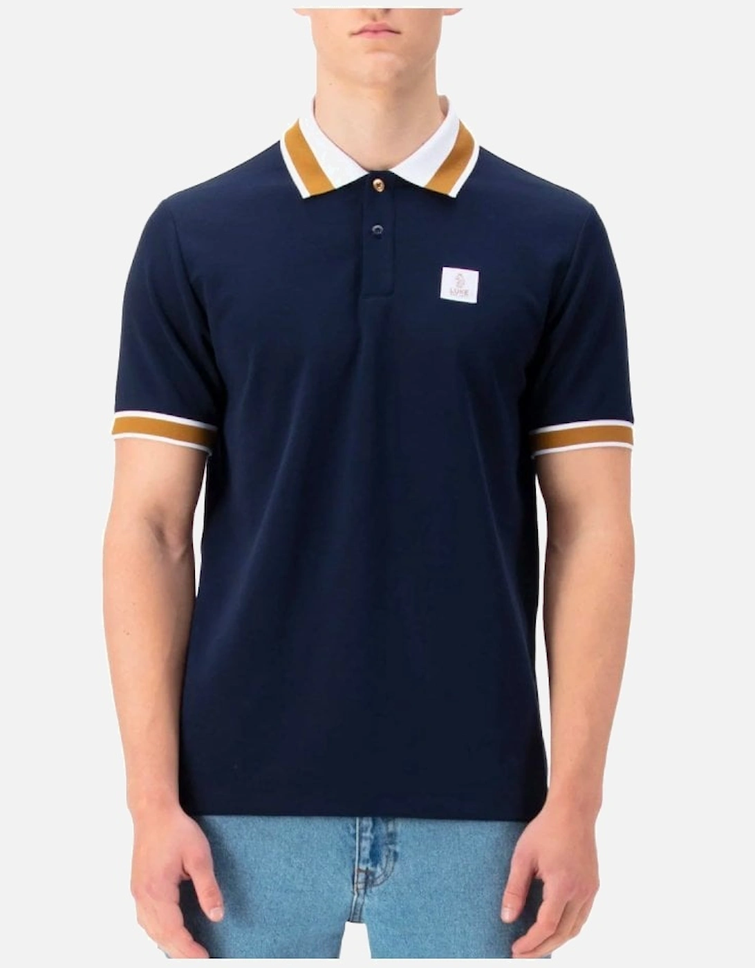 Luke Makati Detailed Polo Shirt Dark Navy, 4 of 3