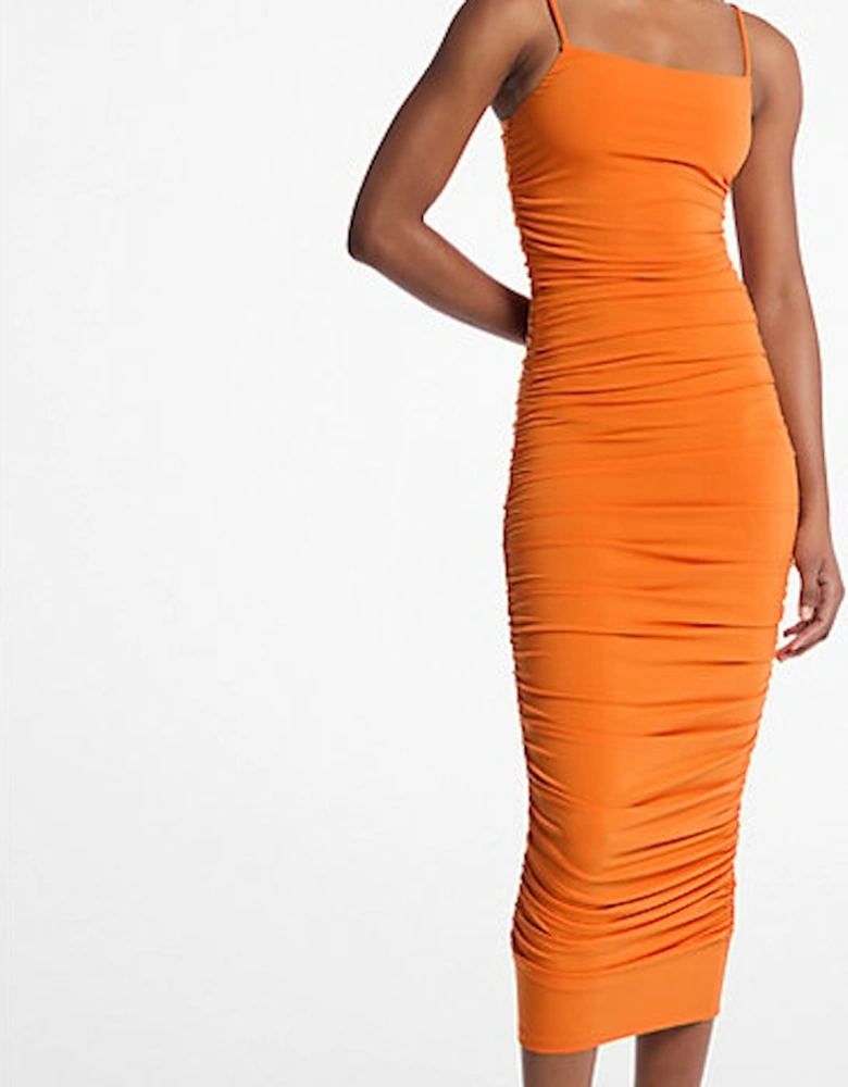 Ruched Stretch Matte Jersey Dress