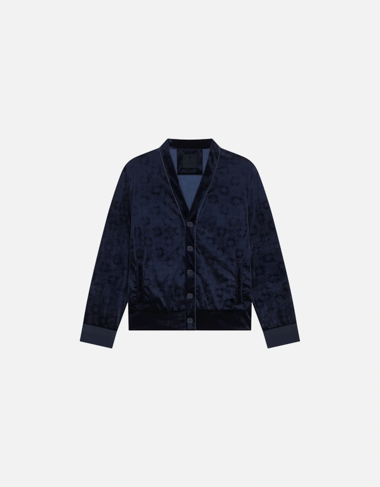 Embossed Velvet Cardigan Blue