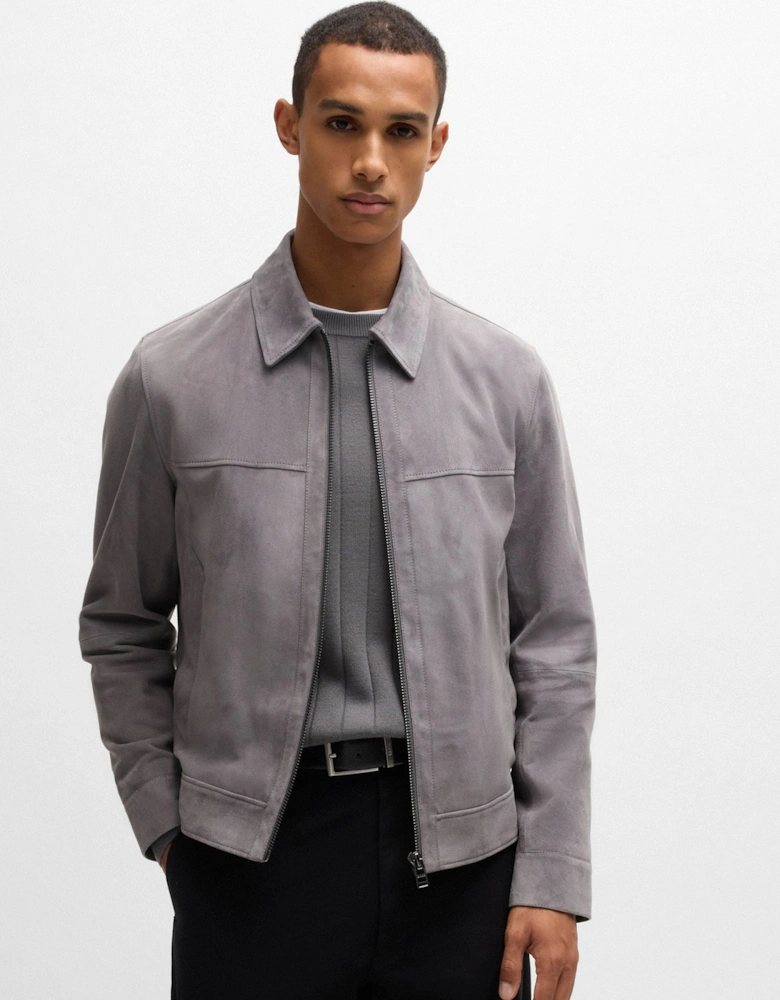 H Malbano 5 Leather Jacket Grey