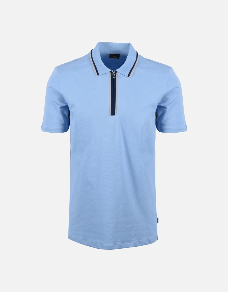 Reg Fit Half Zip Polo Light Blue