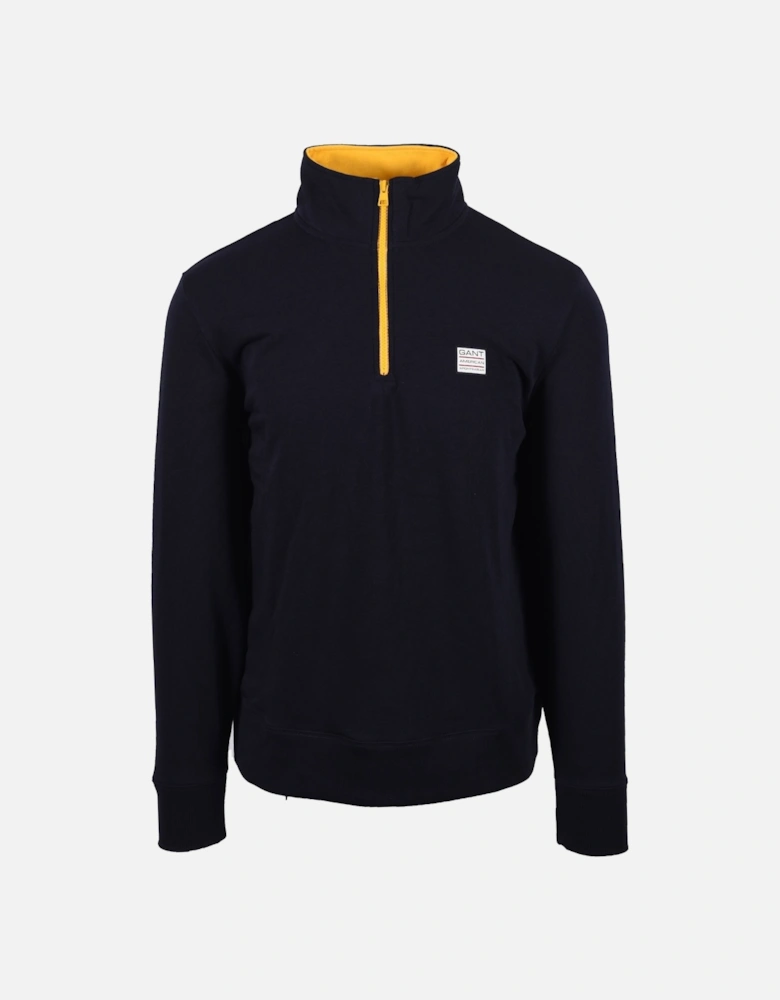 Contrast Half Zip Evening Blue