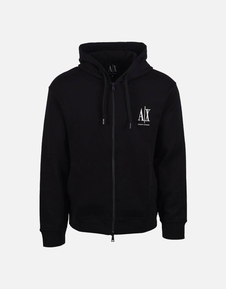 Jersey Full Zip Hooded Sweatshirt Black