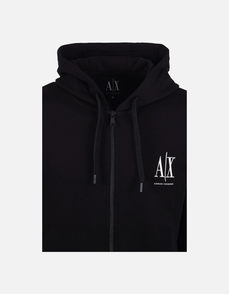 Jersey Full Zip Hooded Sweatshirt Black