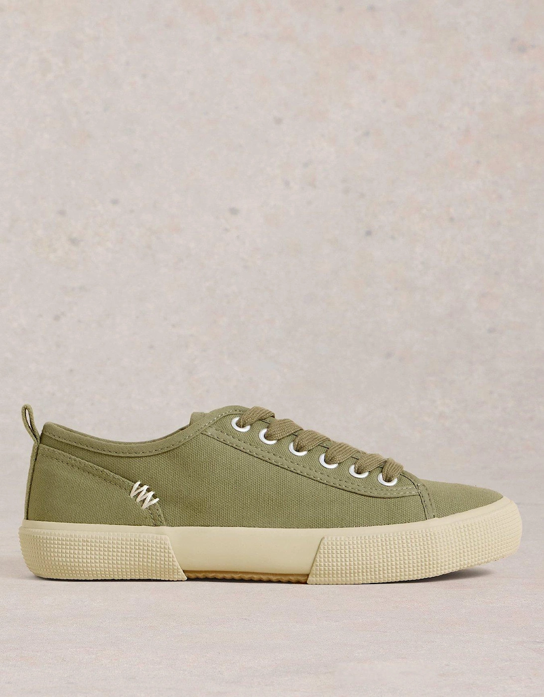 Pippa Canvas Lace Up Trainer - Green, 2 of 1