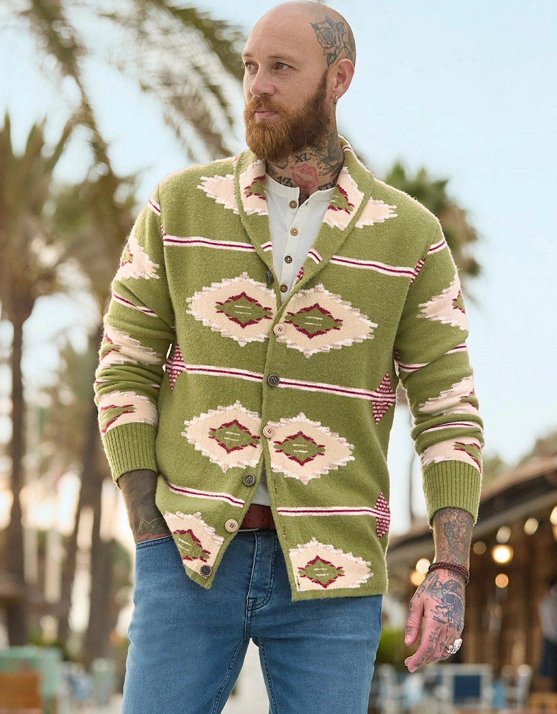Amazing Aztec Knitted Cardigan - Green, 2 of 1