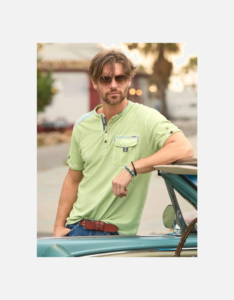 Carefree Customised Green Henley T-shirt