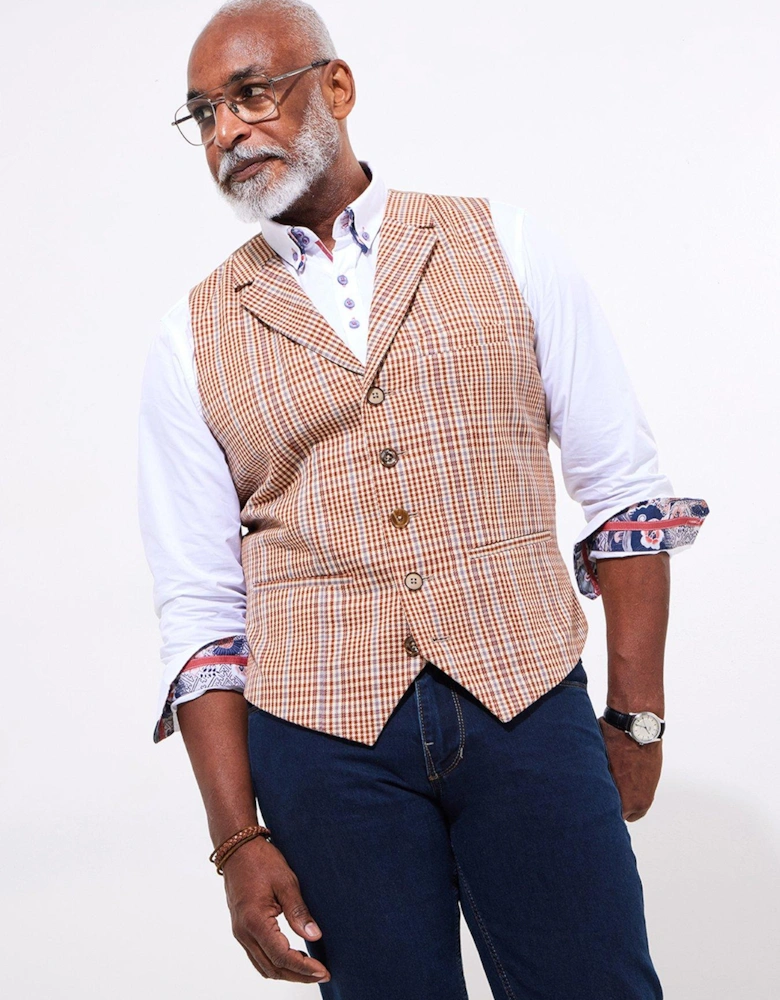 Check Waistcoat - Orange