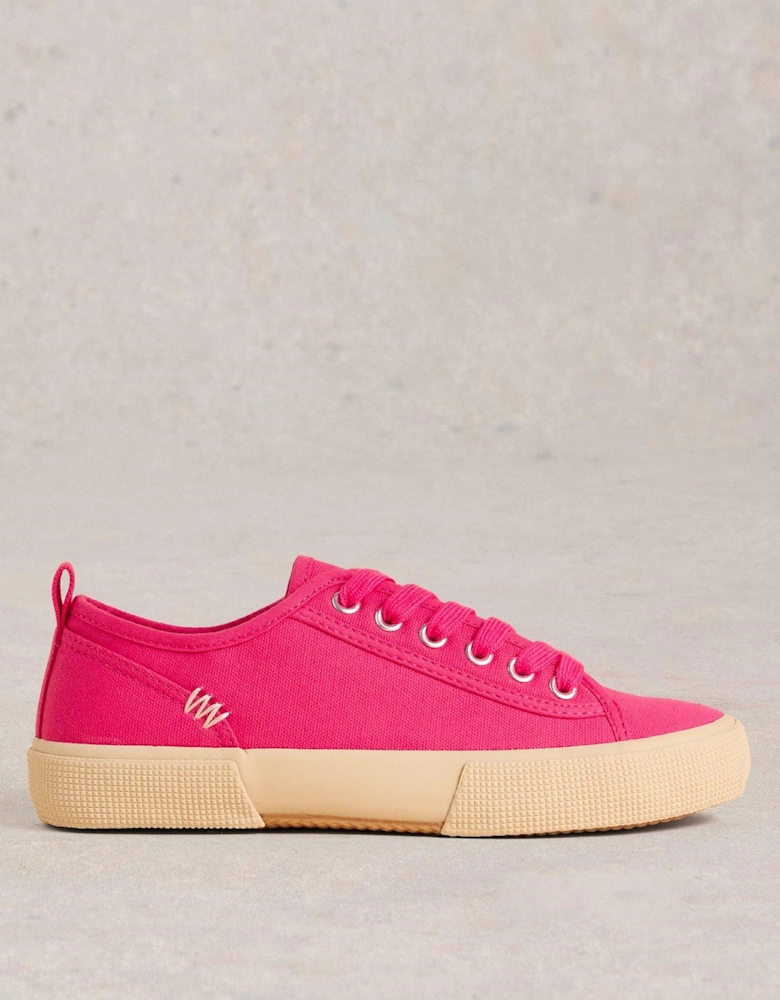 Pippa Canvas Lace Up Trainer - Pink