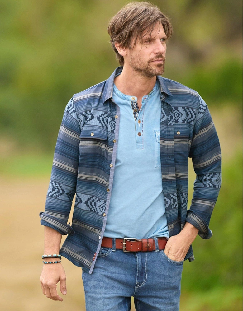 Chilled Out Long Sleeve Casual Shirt - Navy