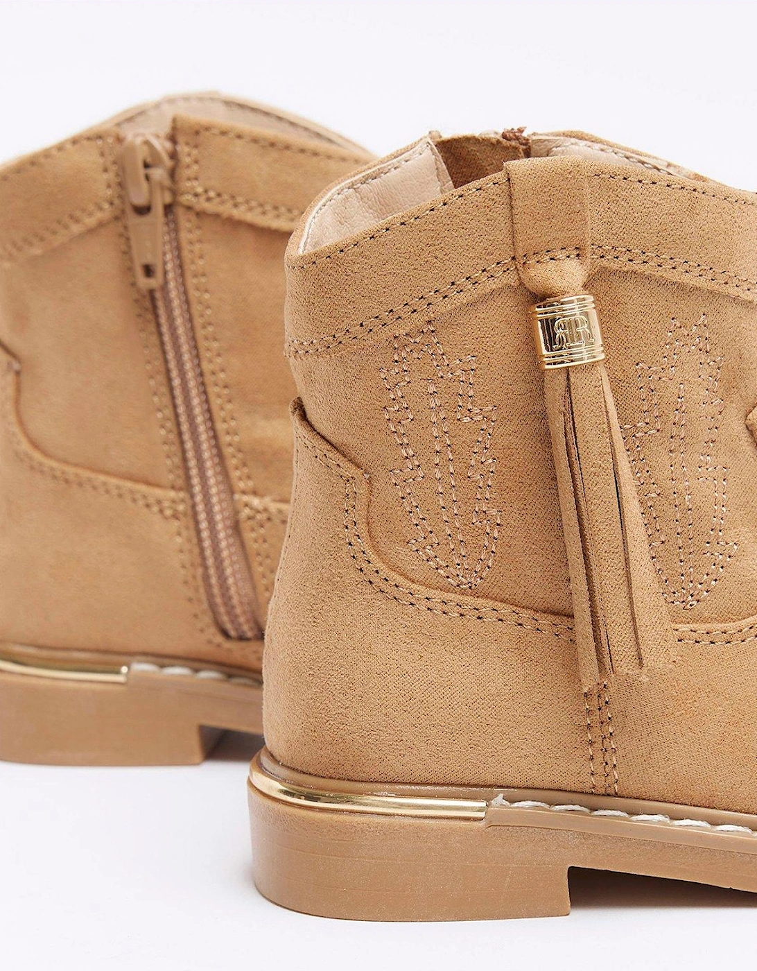 Mini Girls Tassel Western Boots - Brown