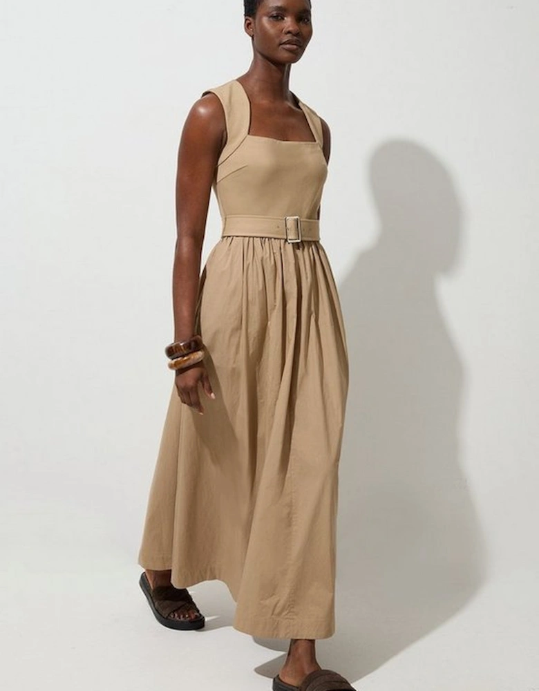 Scoop Neck Jersey Cotton Mix Maxi Dress