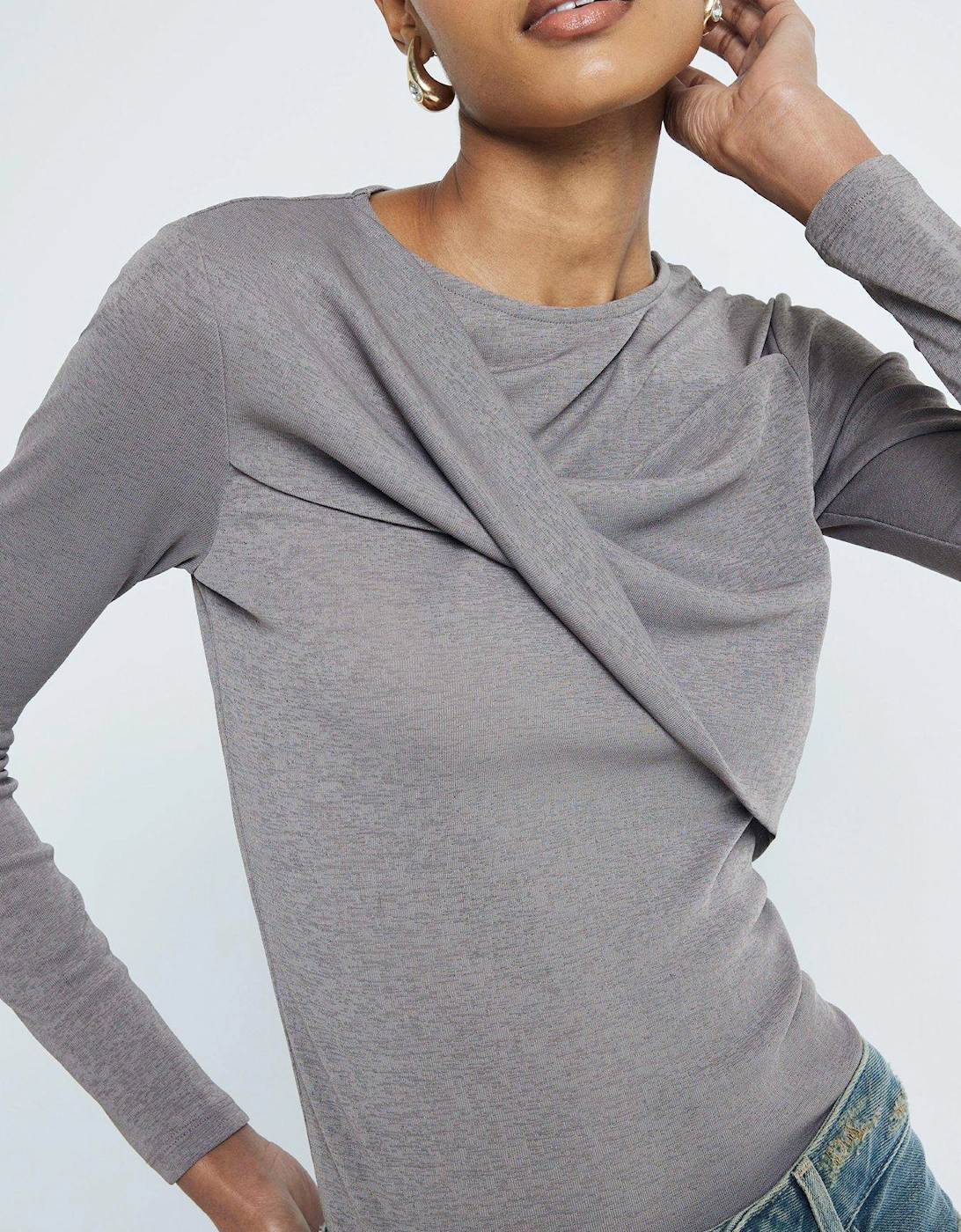 Mesh Twist Top - Grey