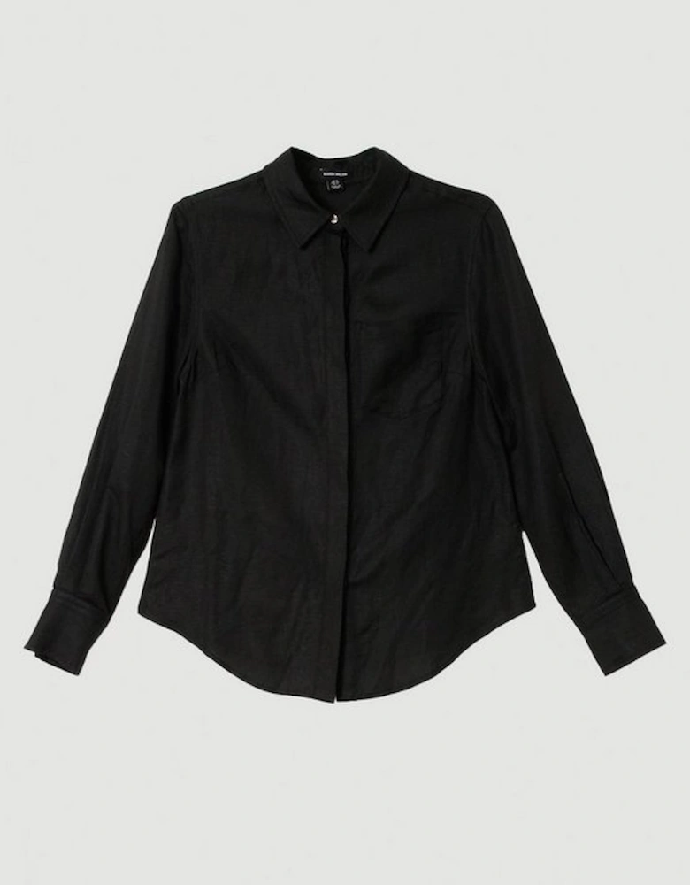 Viscose Linen Woven Long Sleeve Shirt