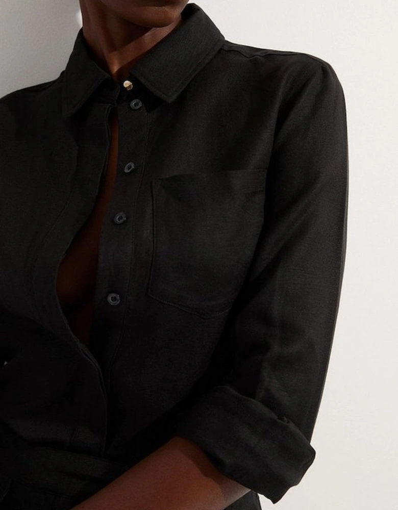 Viscose Linen Woven Long Sleeve Shirt