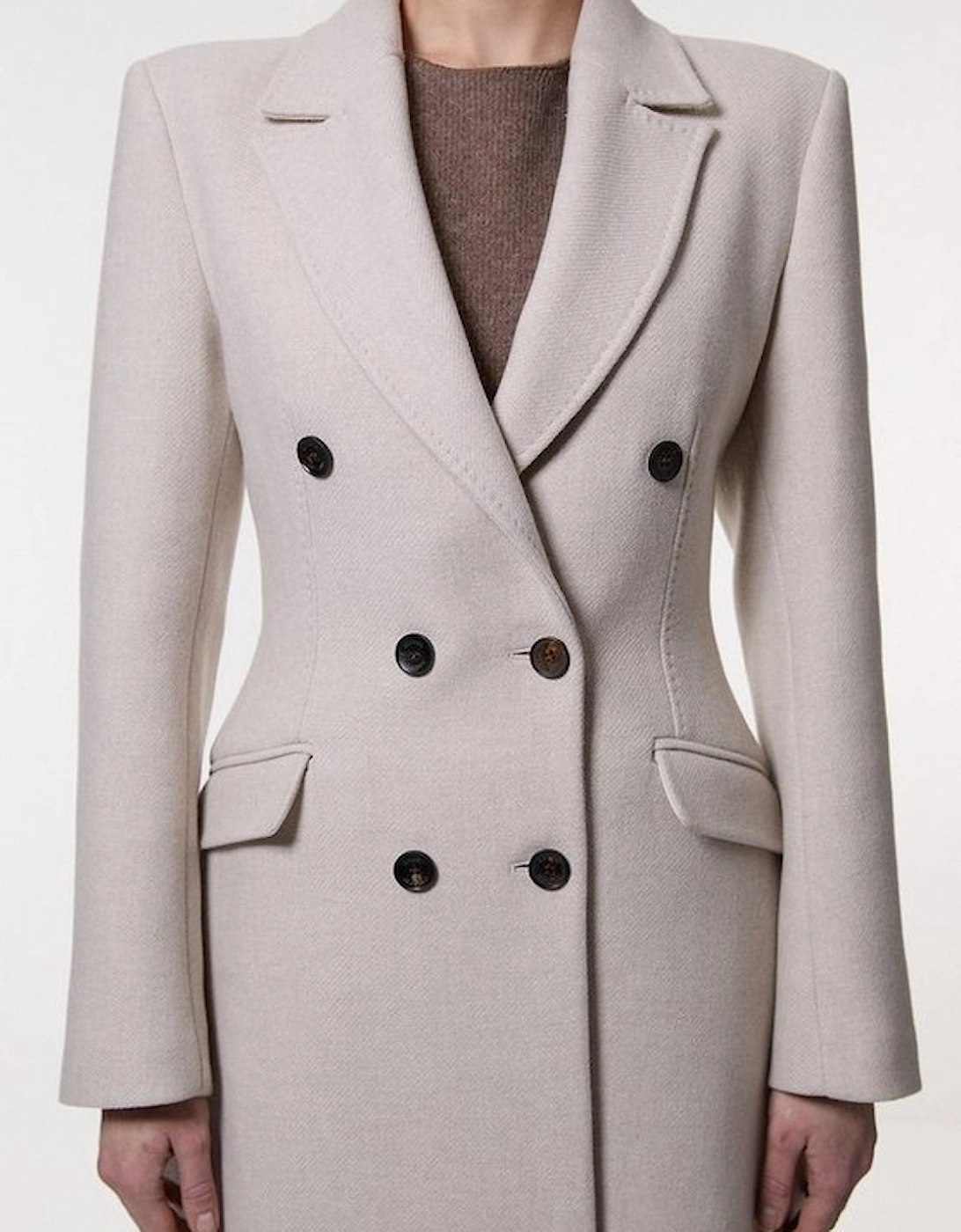 Premium Italian Manteco Wool Fitted Tailored Midi Coat