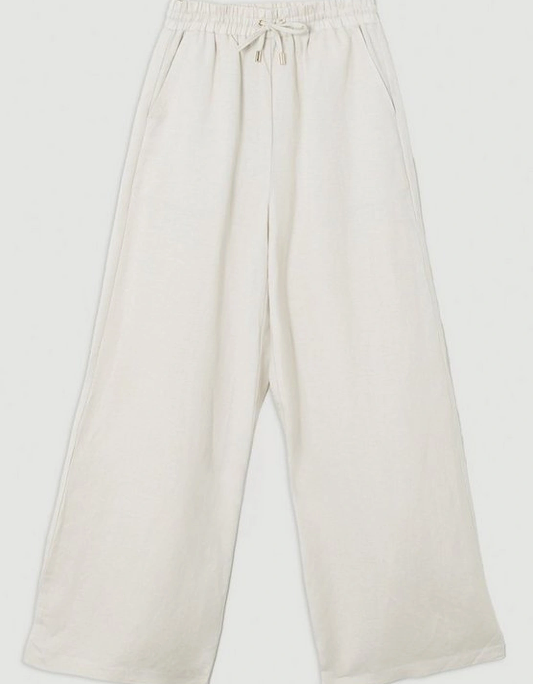 Viscose Linen Tie Waist Woven Trouser