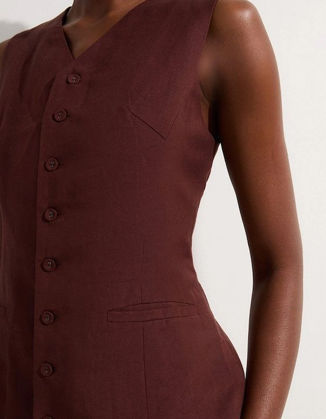 Viscose Linen Woven Longline Waistcoat