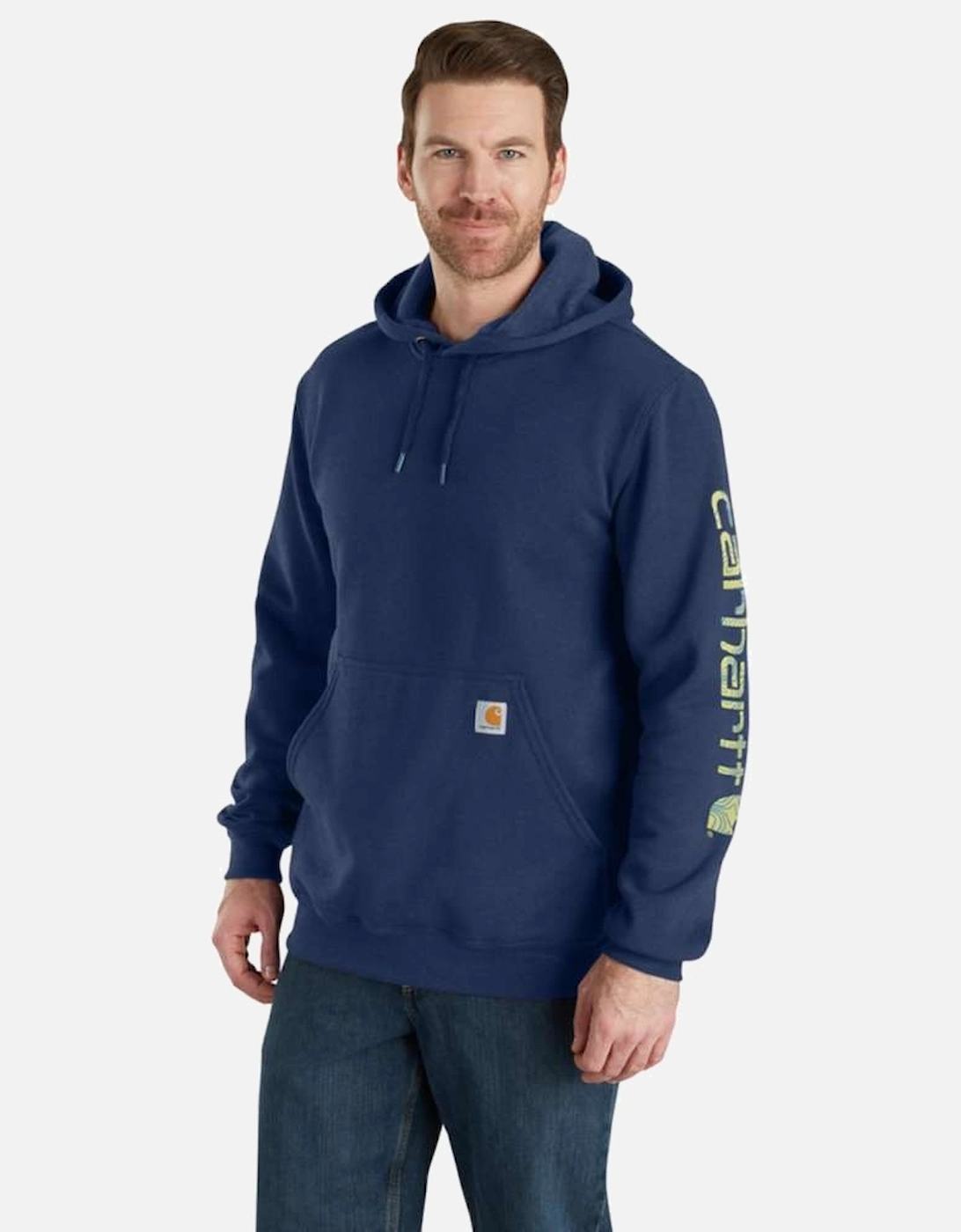 Carhartt Mens Polycotton Stretchable Sleeve Logo Hooded Sweatshirt Top, 5 of 4