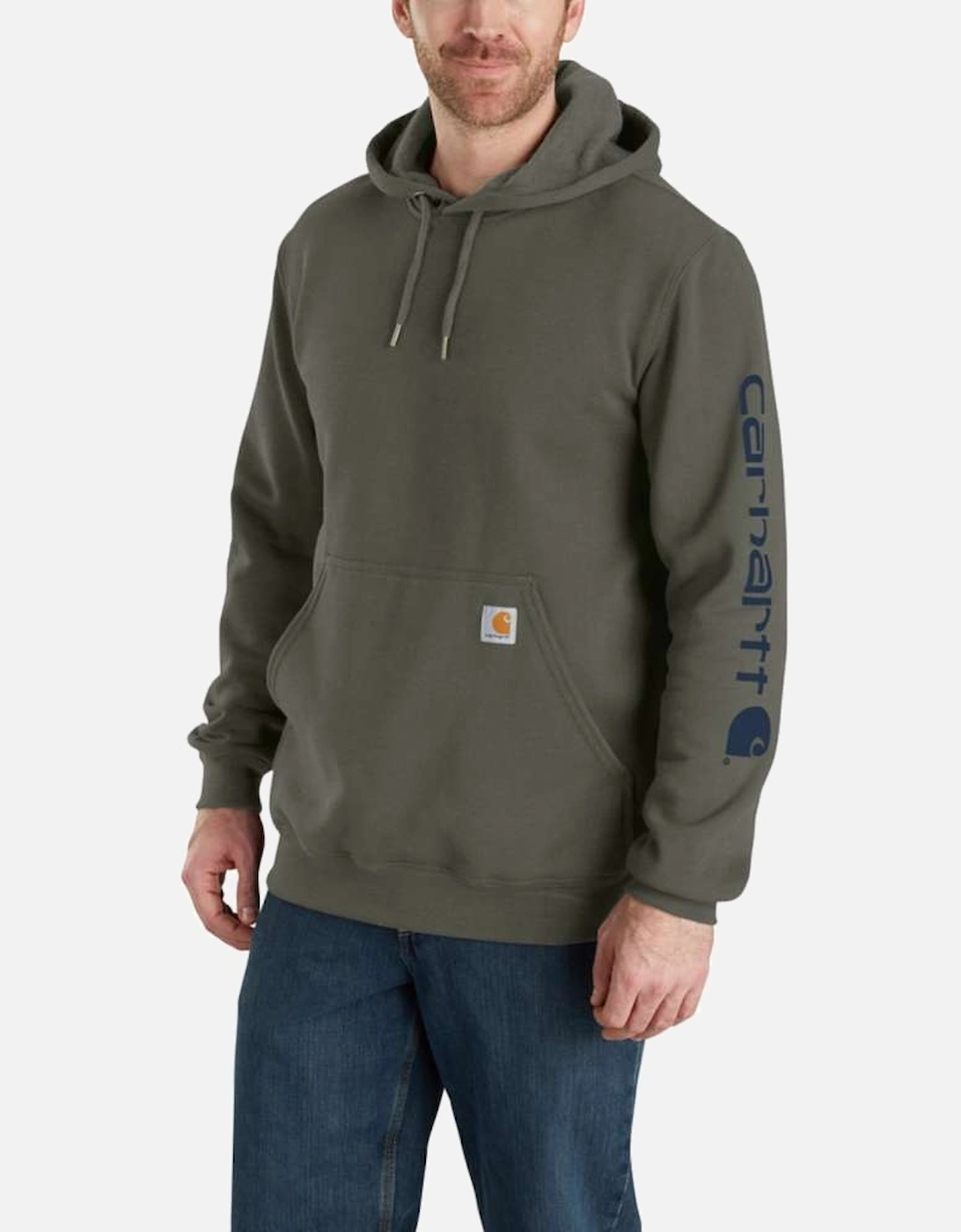 Carhartt Mens Polycotton Stretchable Sleeve Logo Hooded Sweatshirt Top, 5 of 4