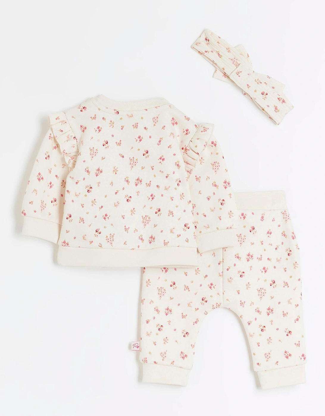 Floral Sweatshirt 3 Piece Set - Cream