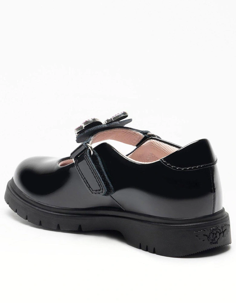 Luna Butterfly Chunky Sole Mary Jane School Shoe - Black