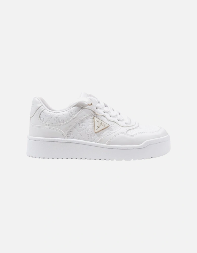 Lace-Up Polyurethane Sneakers Women - White