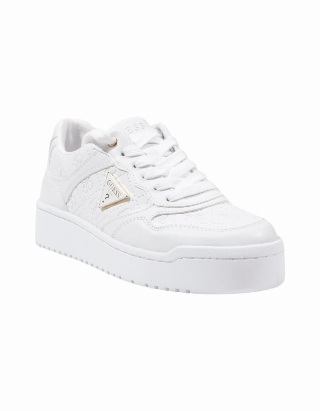 Lace-Up Polyurethane Sneakers Women - White