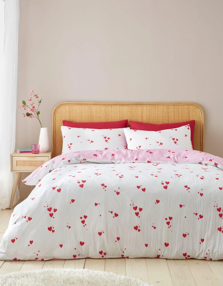 Seersucker Heart Duvet Cover Set