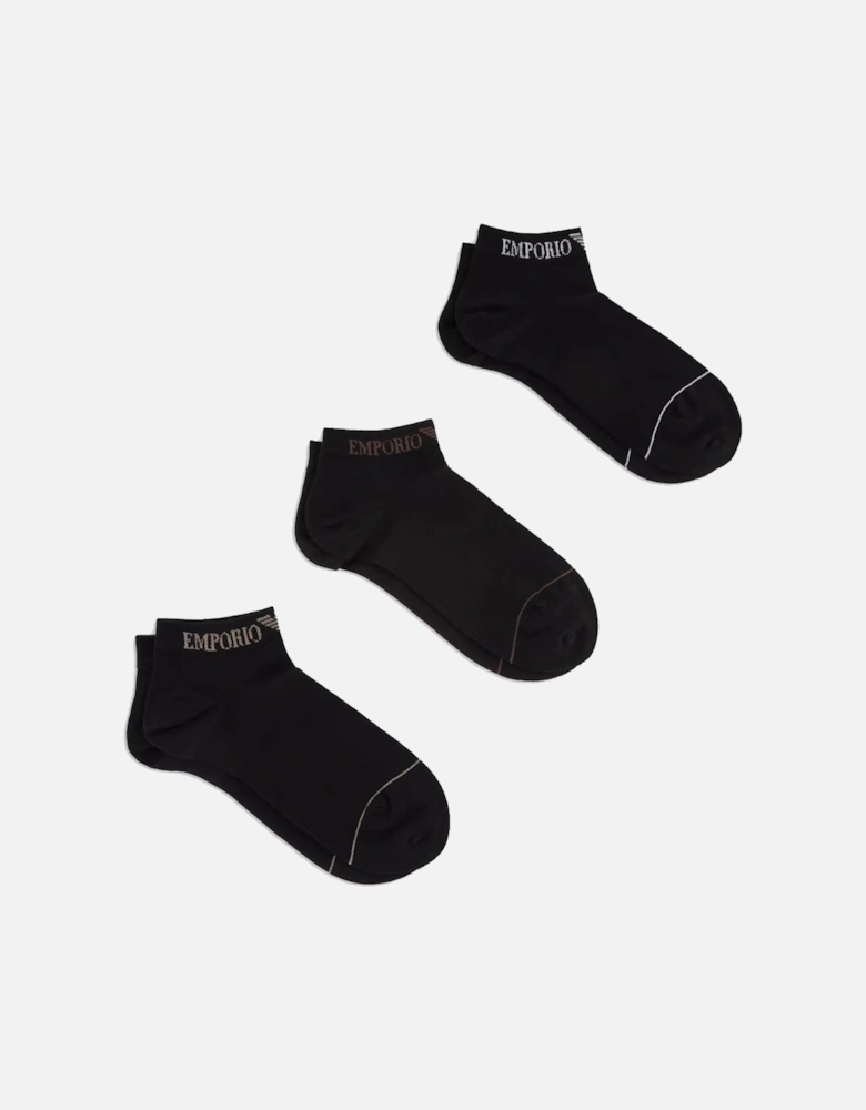 3 Pack Knitted Logo Trainer Socks Black